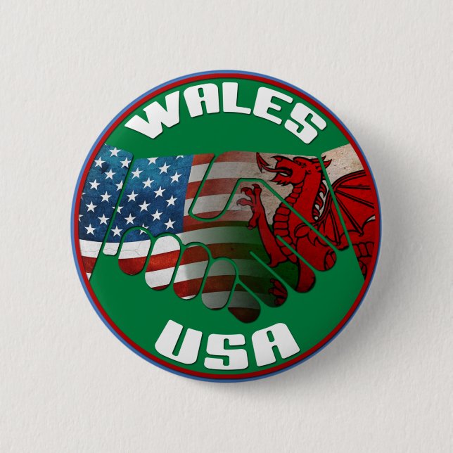 Wales-USA-Handshütte Button (Vorderseite)
