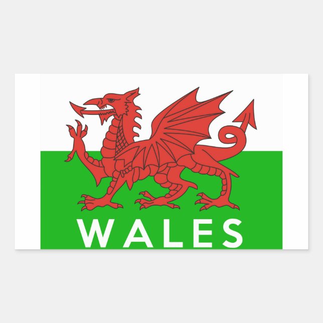 wales vereinigtes Königreich Land Flaggenname weiß Rechteckiger Aufkleber (Vorderseite)