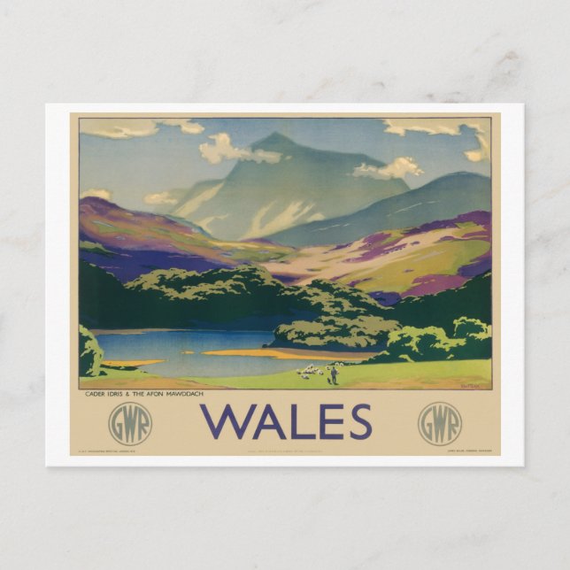 Wales Vintage Travel Poster Postkarte (Vorderseite)