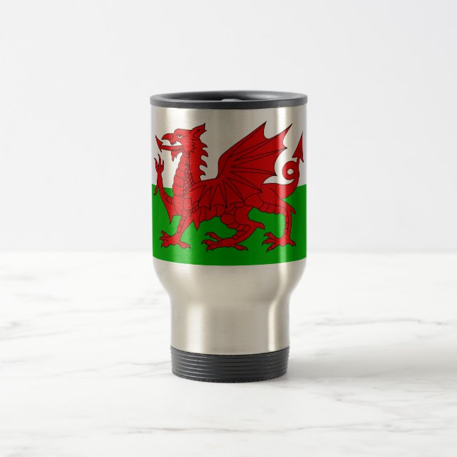 Wales / Wales Flag - Cymru Hochwertiges Bild Reisebecher (Mittel)
