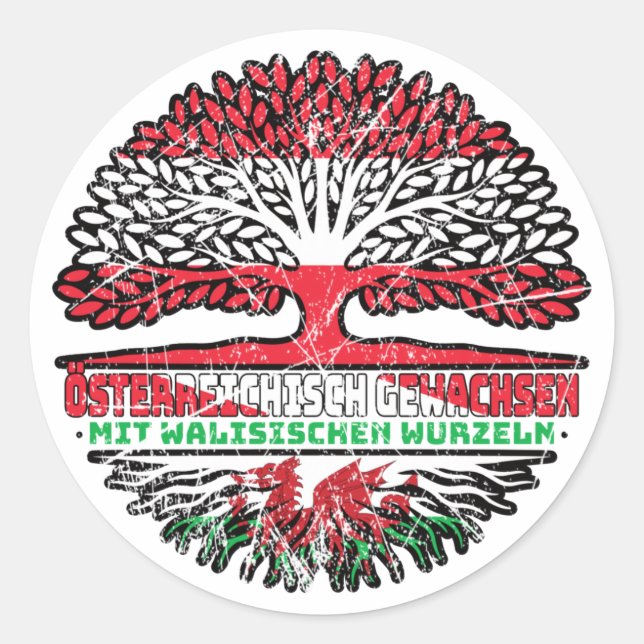 Wales Walisisch Österreichisch Baum Runder Aufkleber (Vorderseite)