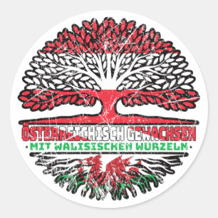 Wales Walisisch Österreichisch Baum Runder Aufkleber