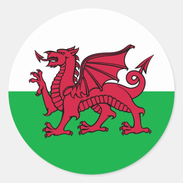 Wales - Walisische Flagge Runder Aufkleber (Vorderseite)