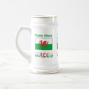 Wales Welsh Flag Green Personalisierung Bierglas