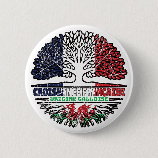 Wales Welsh France Tree Roots Flag Button (Vorderseite)