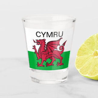 Wales Welsh Red dragon Cymru Flag Travel  Schnapsglas
