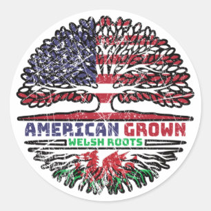 Wales Welsh US American USA United Staaten Tree Runder Aufkleber
