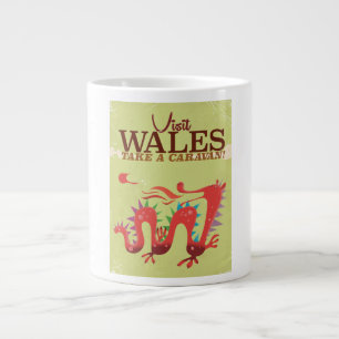 Wales Wohnwagen Urlaub vintage Poster Jumbo-Tasse