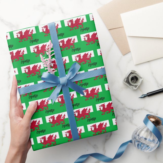 Wales Wrapping Paper, Welsh Flag patriotic Geschenkpapier (Schenken)