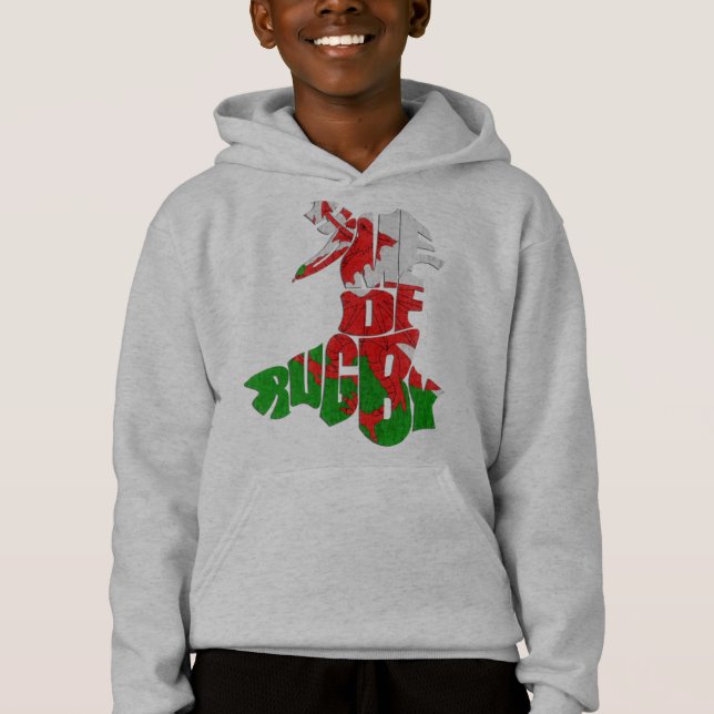 Wales Zuhause von Rugby Map Hoodie (Vorderseite)
