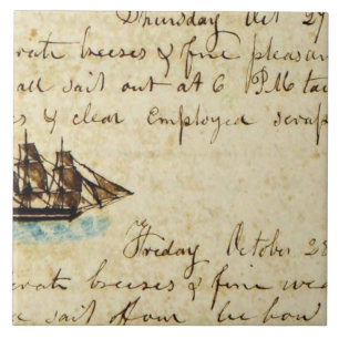 Walfangschiff-Logbuch Nantucket 1841 Fliese
