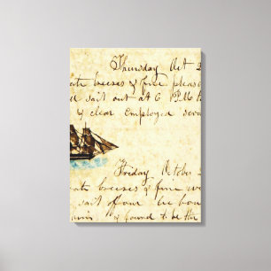 Walfangschiff-Logbuch Nantucket 1841 Leinwanddruck