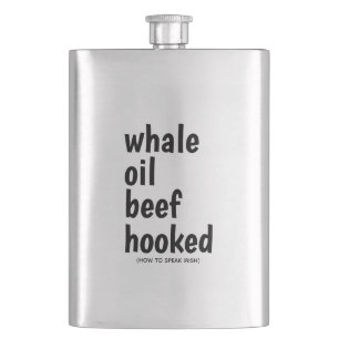 Walfett-Rindfleisch-Haken-Schwarze Typografie Lust Flachmann