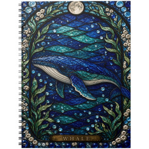 Walfisch Buntglas im offenen Ozean Illumina Notizblock