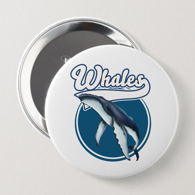 Walfisch-Cartoon-Logo Button (Vorne & Hinten)