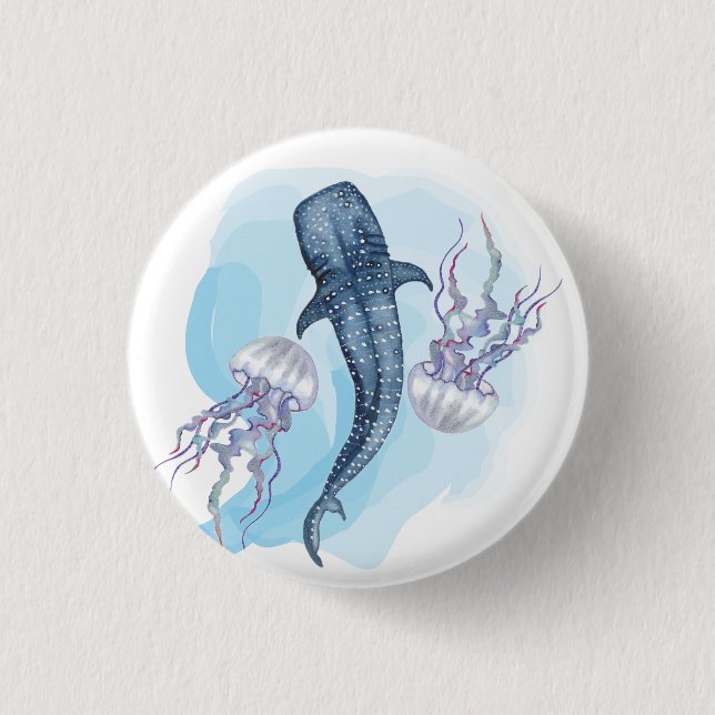 Walhai. Aquarell Button (Vorderseite)