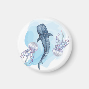 Walhai. Aquarell Magnet