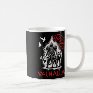 Walhall Odin Wolf und Rabe Wikinger Runen Nordisch Kaffeetasse