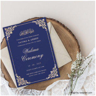 Walima Navy Blue Islamische Hochzeit Einladung