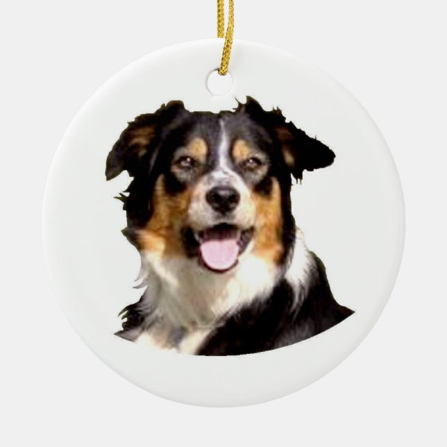 Waliser-Border-Collie Keramik Ornament (Vorne)