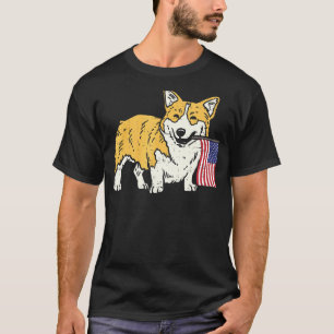 Waliser Corgi Amerikanische Flagge Hübscher 4. Jul T-Shirt