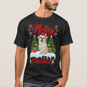 Waliser Corgi-Hund zündet Weihnachtsbaum Santa Wal T-Shirt