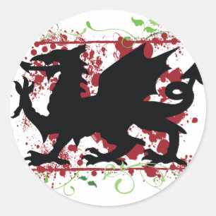 Waliser-Drache-Aufkleber Runder Aufkleber