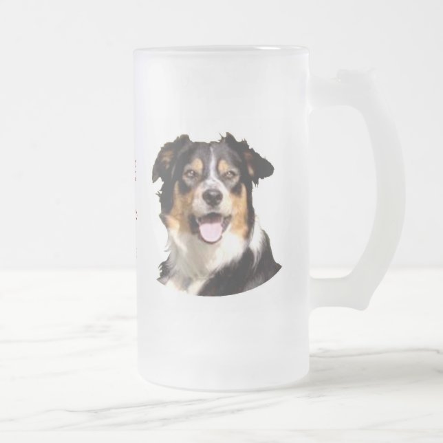 Waliser-Grenzcollie-Bier-Tasse Mattglas Bierglas (Rechts)