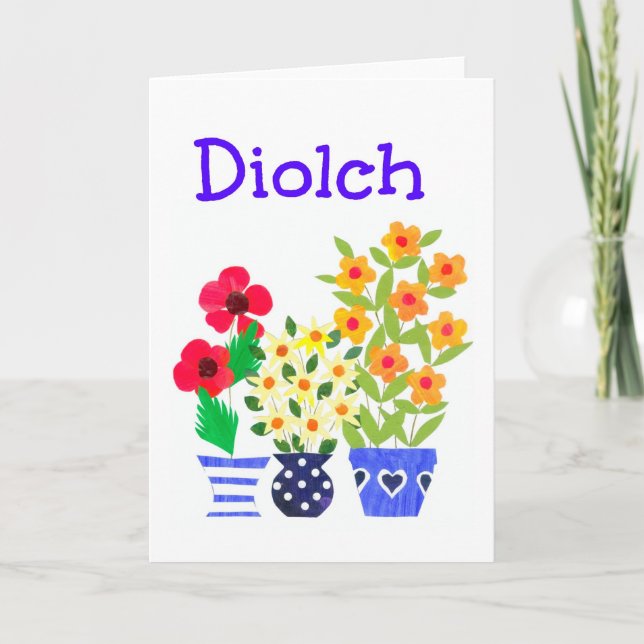 Waliser-Gruß: Blumen-Power danken Ihnen zu Dankeskarte (Vorderseite)