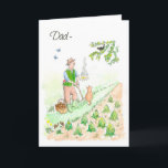 Waliser-Gruß-Geburtstags-Karte für einen Mann: Karte<br><div class="desc">Eine Geburtstagskarte für einen Vater,  mit dem Gruß in Waliser. Die handgemalte Illustration,  durch Judy Adamson,  ist von einem Mann,  der in seinem Graben des Gemüsefleckens pausiert,  um zu einer singenden Amsel zu hören.</div>