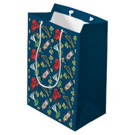 Waliser-Kostüm und Embleme, blaue mittlere Geschenktüte