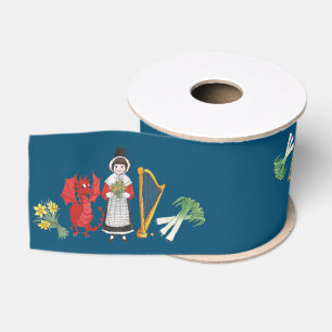 Waliser-Kostüm und Embleme, blaue Spule des Bande Ripsband
