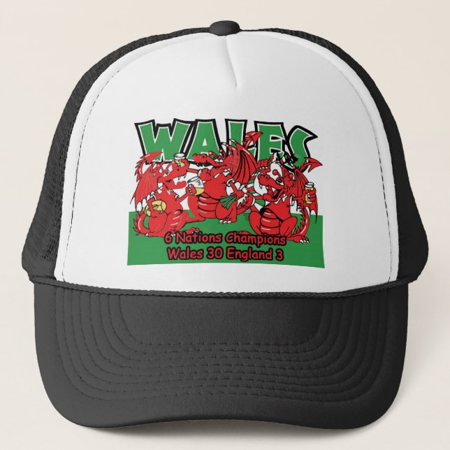 Waliser sechs Nations-Rugby-Meister, W 30-3 E Truckerkappe (Vorderseite)