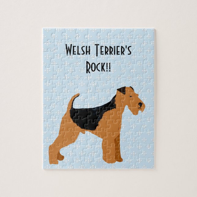 Waliser Terrier - blauer w/hite Diamant-Entwurf (Vertikal)