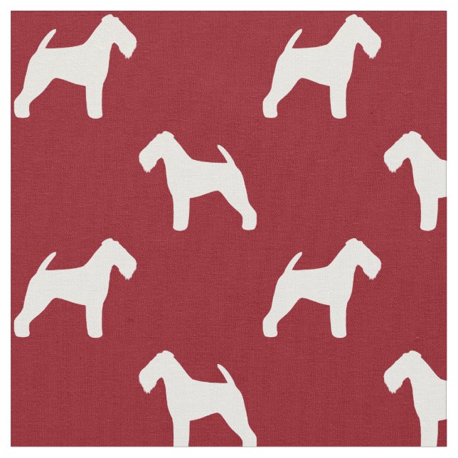 Waliser-Terrier-Silhouette-Muster-Rot Stoff (Nahaufnahme)