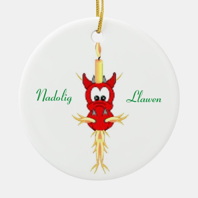 Waliser-Weihnachtsdrache-Verzierung Keramik Ornament (Vorne)