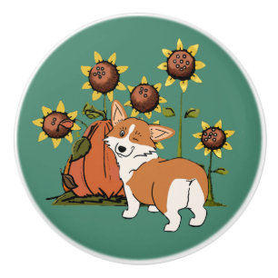 Walisercorgi-Cartoon mit Kürbis Keramikknauf