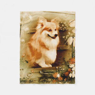 WaliserCorgi in der Blumenrahmen-Fleece-Decke Fleecedecke