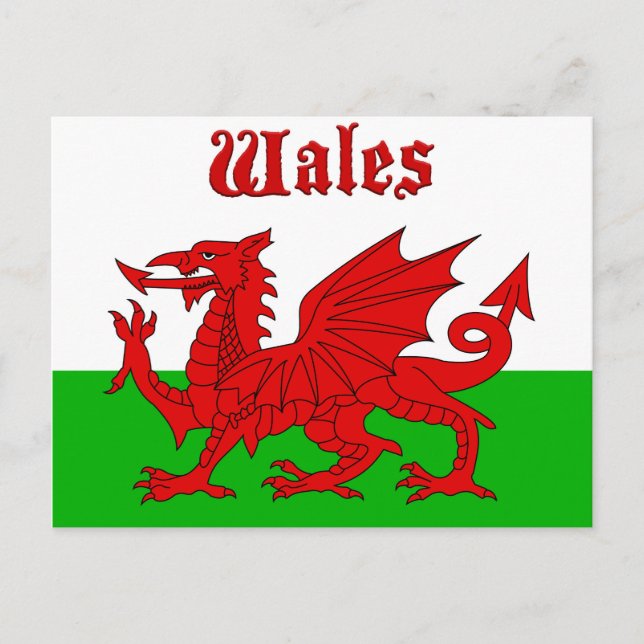 Walish Flag Wales Postkarte (Vorderseite)