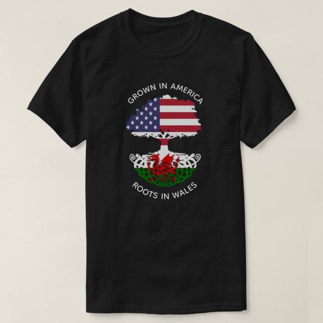 Walisisch-amerikanische Wurzeln in Wales keltische T-Shirt (Design vorne)