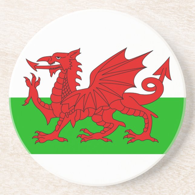 Walisisch / Wales Flag - Cymru Hochwertiges Bild Getränkeuntersetzer (Vorne)