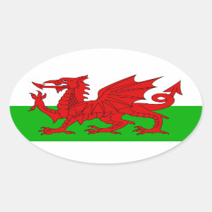 Walisisch / Wales Flag - Cymru Hochwertiges Bild Ovaler Aufkleber