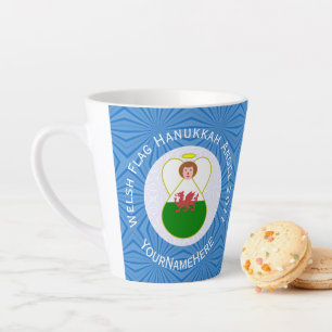 Walisische Angel Hanukka Flag Personalisiert Milchtasse