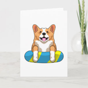Walisische Corgi beim Schwimmen mit Schwimmboard Karte