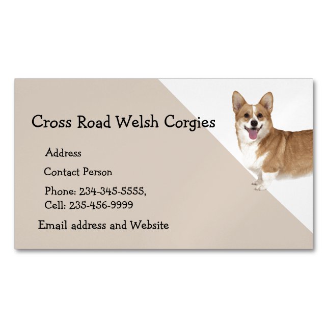 Walisische Corgi Dog Pet Animal Logo Business Card Magnetische Visitenkarte (Vorderseite)