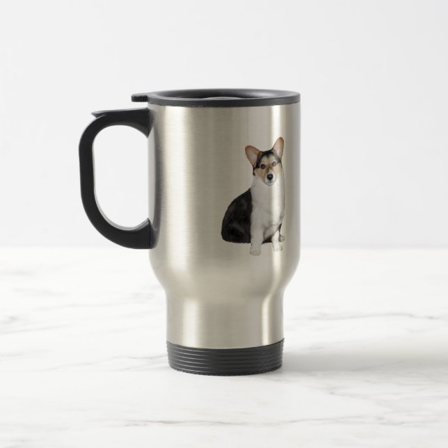 Walisische Corgi (dreifarbig) Reisebecher (Links)