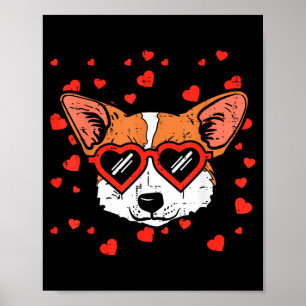 Walisische Corgi-Gesicht Herz Gles Süß Valentinsta Poster