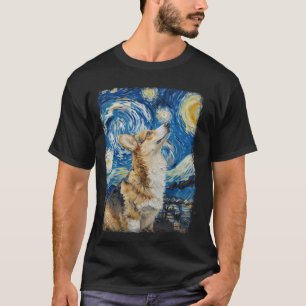 Walisische Corgi-Hund-Sternennacht-Malerei T-Shirt