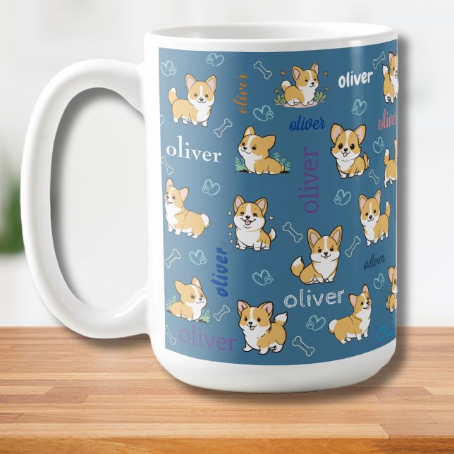 Walisische Corgi Knochen und Herzen mit Namen Kaffeetasse (Von Creator hochgeladen)