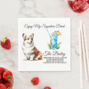 Walisische Corgi Signature Getränk Hochzeit Serviette